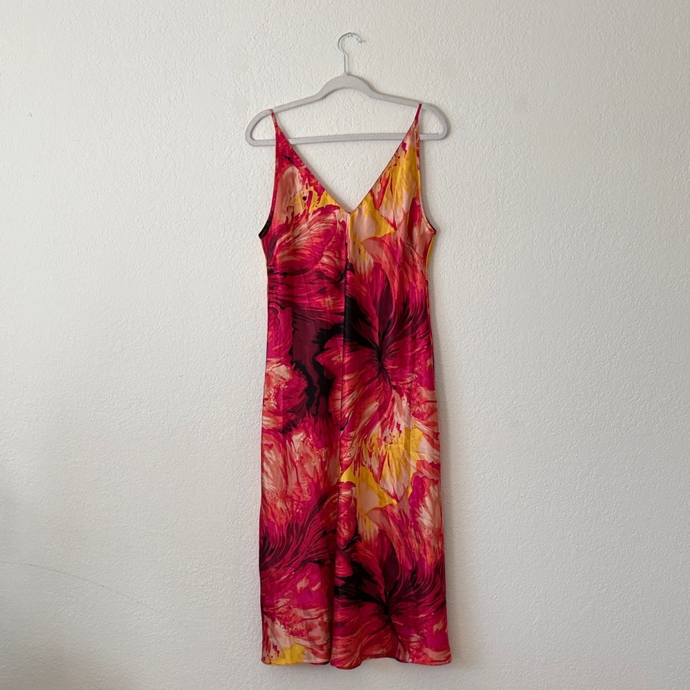 Elegant Floral Maxi Dress in Pink and Yellow